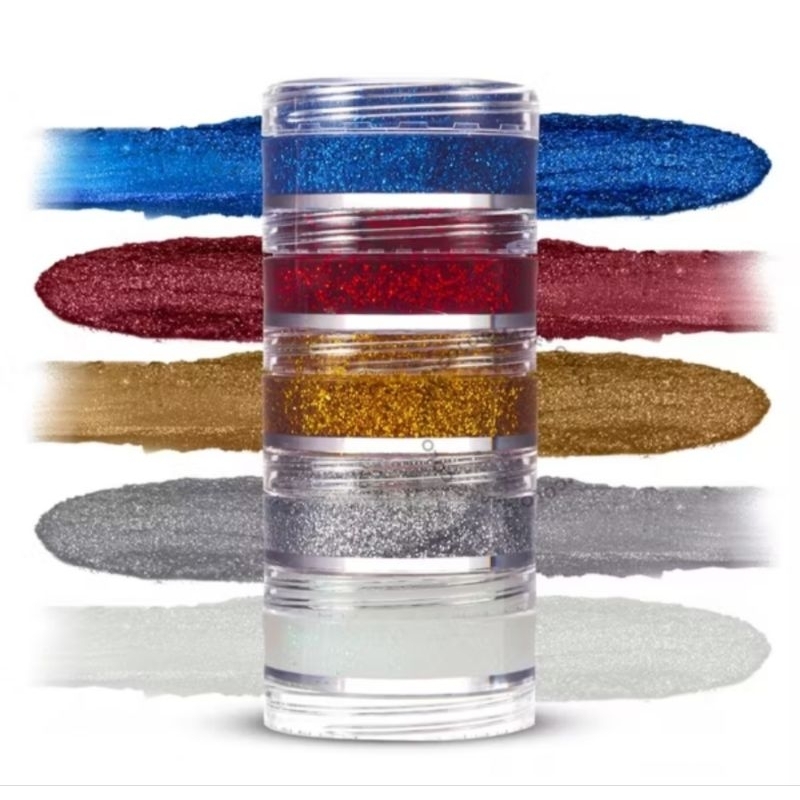 GLITTER Cremoso Colormake 5 Cores – Maquiagem Artística, Carnaval, Fantasia, Halloween, Potes 4g Cada