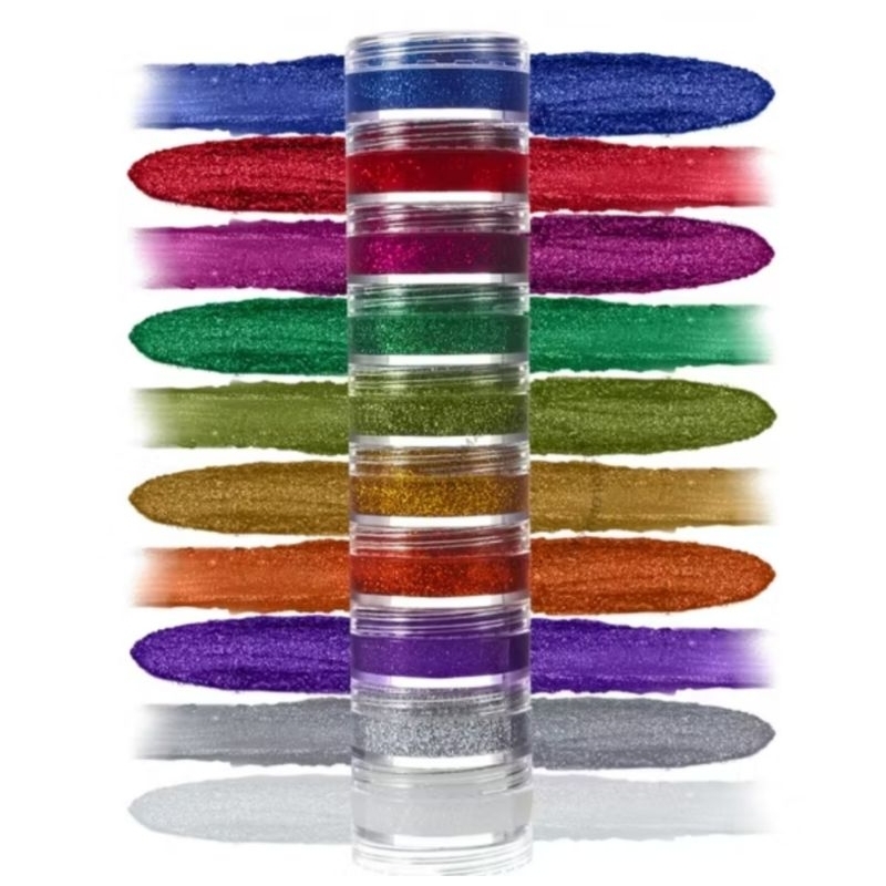 Kit GLITTER Cremoso Colormake 10 Cores – Maquiagem Artística, Carnaval, Fantasia, Potes Empilháveis 4g Cada em Oferta na Shopee