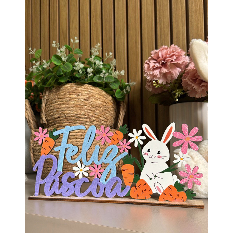 Placa de mesa Páscoa decorativa em Oferta na Shopee