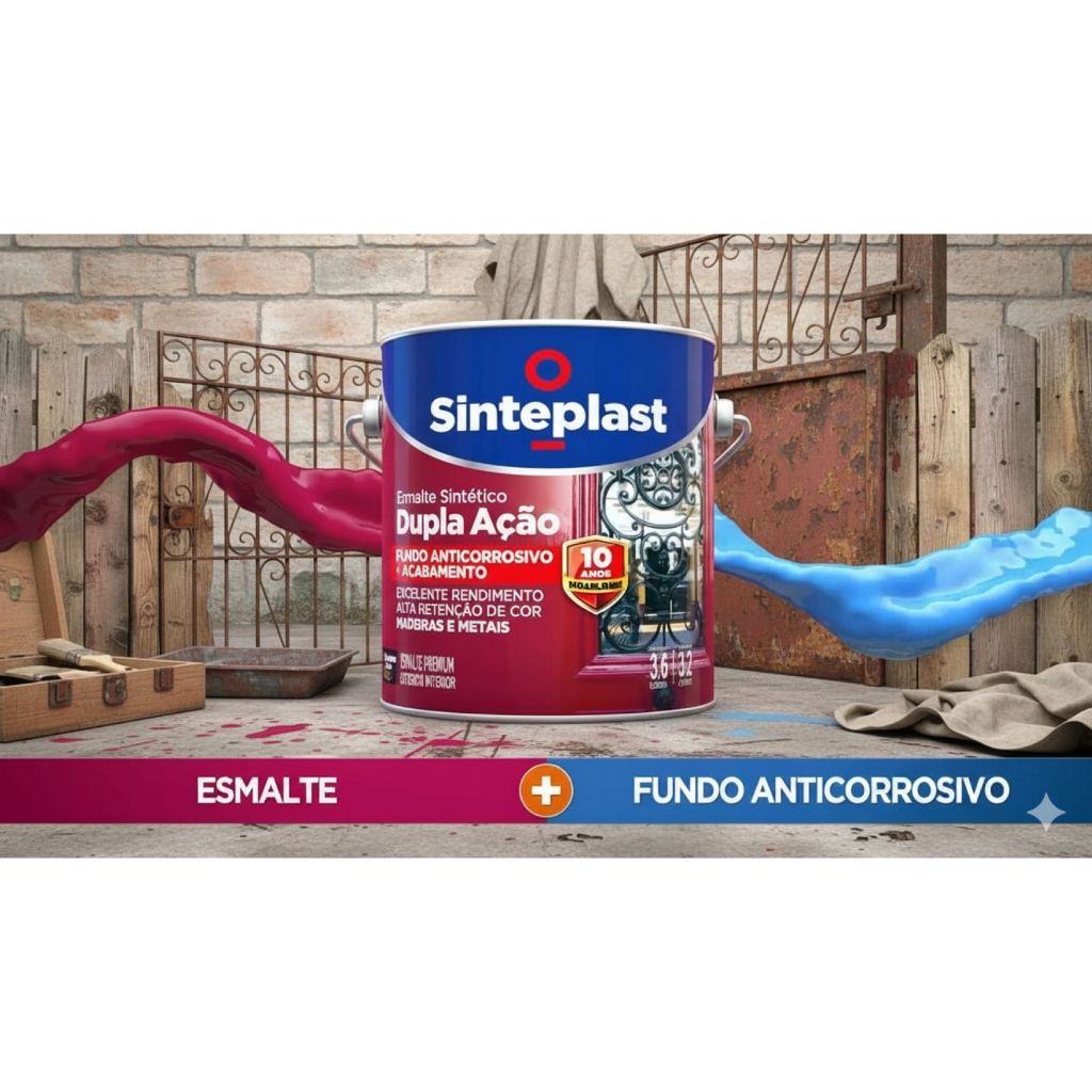smalte Brilhante Dupla Ação Sinteplast 900ml - Acabamento Perfeito para Madeira e Metal em Oferta na Shopee