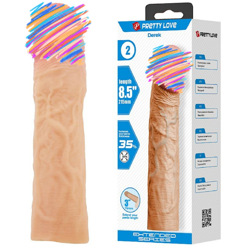 Capa Peniana Realista 21,5cm Macia Flexível Pênis Extensor Retarda Excita Sexo Vaginal Anal Gozar
