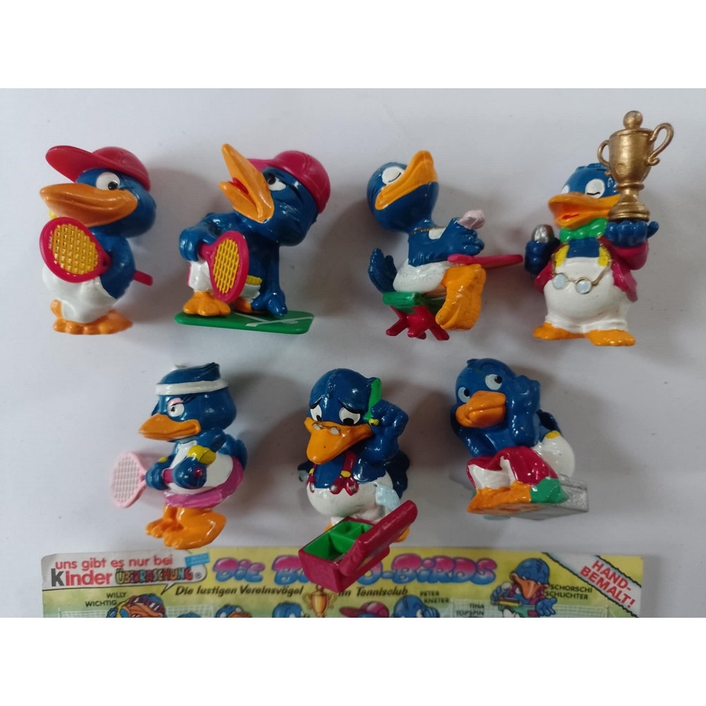 Kinder ovo - Lote Pássaros Tênis (ano 1996) com 7 personagens (podendo ter algum boneco com desgaste na pintura)