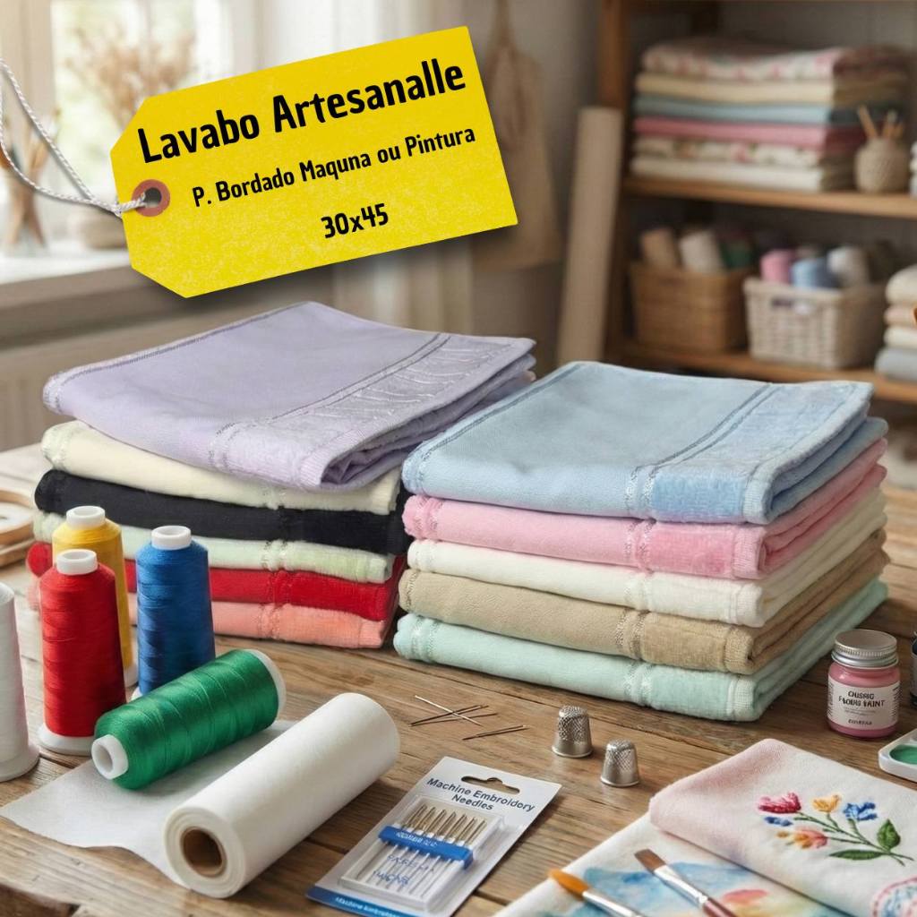 Kit 12/15/18/24 Toalhas Lavabo Artesanalle Dohler 30x45 P/ Bordado na Maquina ou Pintura em Oferta na Shopee