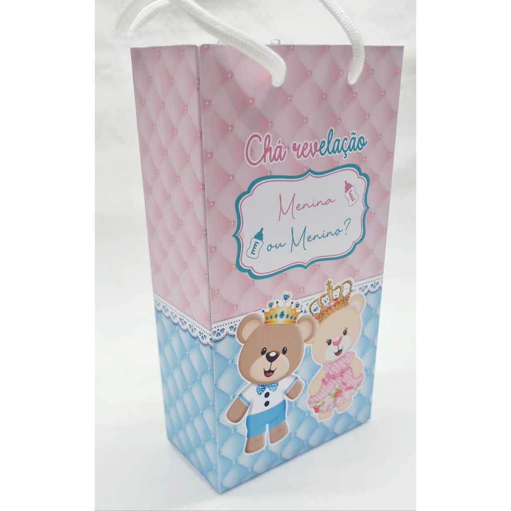 Sacolinha Personalizada - Ursinho - Chá revelação | Prontas para Montar | Envio Rápido | Lembrancinhas