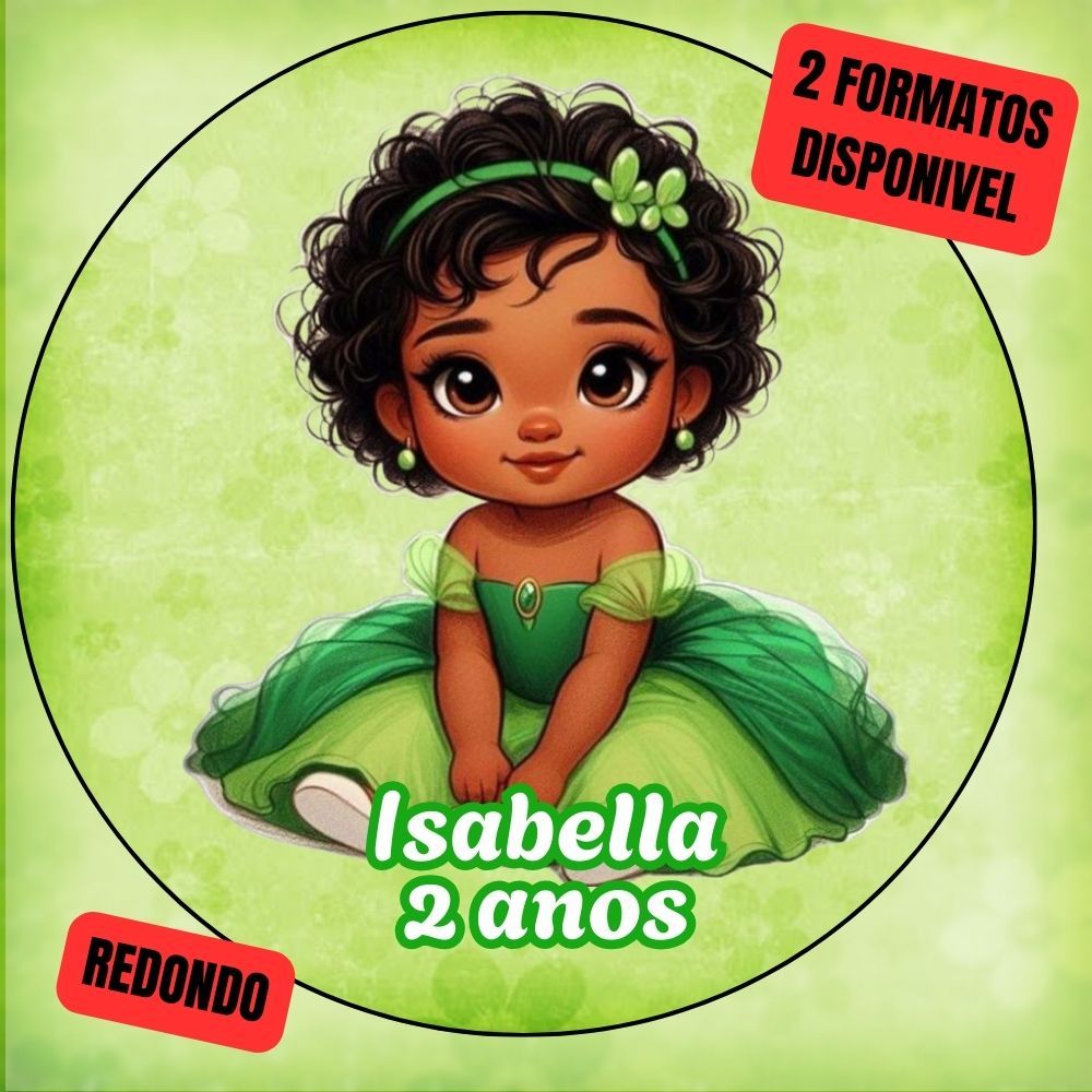 Kit Etiquetas Adesivas princesa Tiana Baby Cute Lembrancinha Decoracao personalizado Adesivo Aniversário Infantil