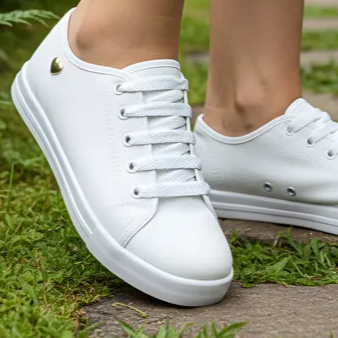 Tênis Infantil Menina Casual com Cadarço e detalhe de coração.Lona-Dfashion