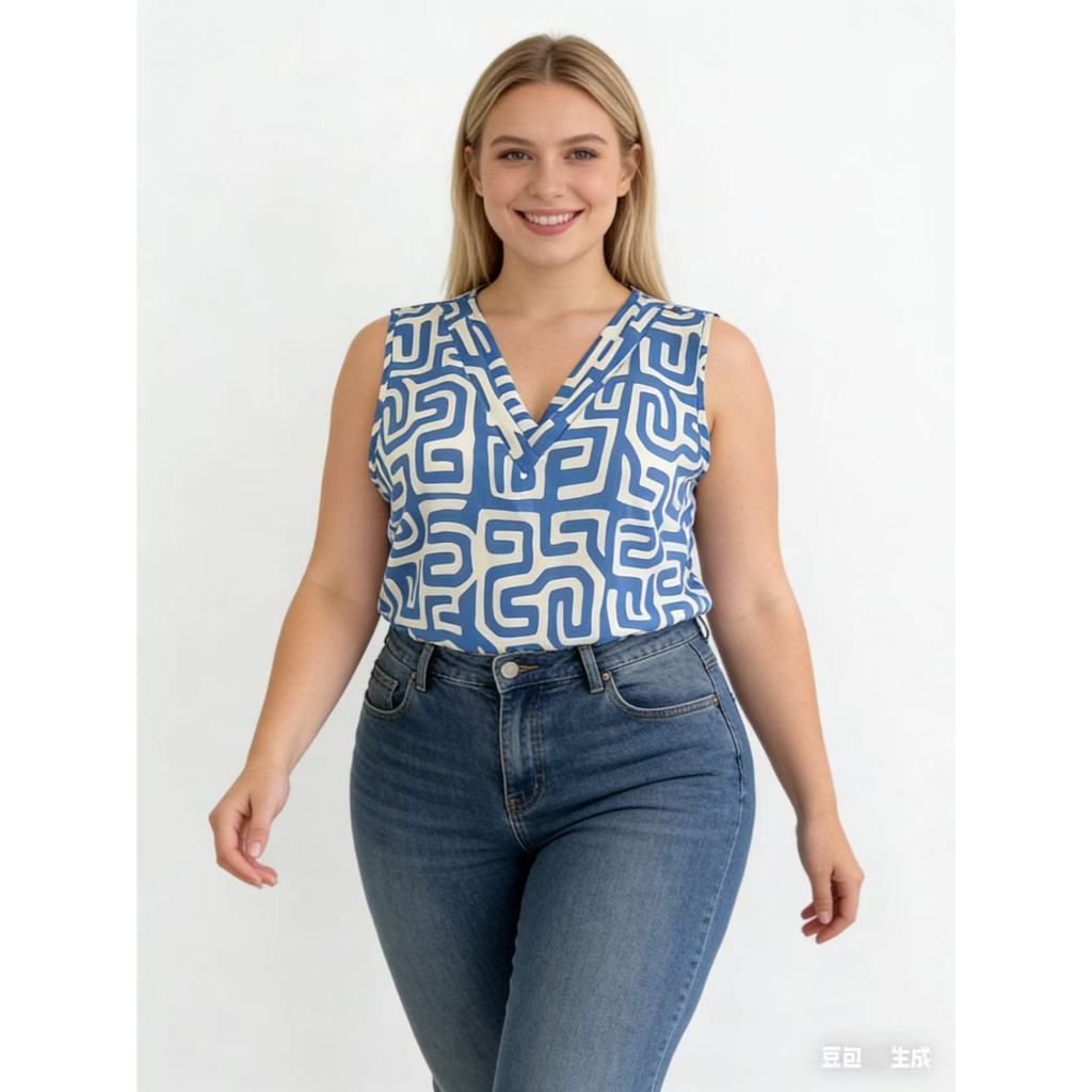 Blusa Estampado/Liso Plus 46-50 estilo básico