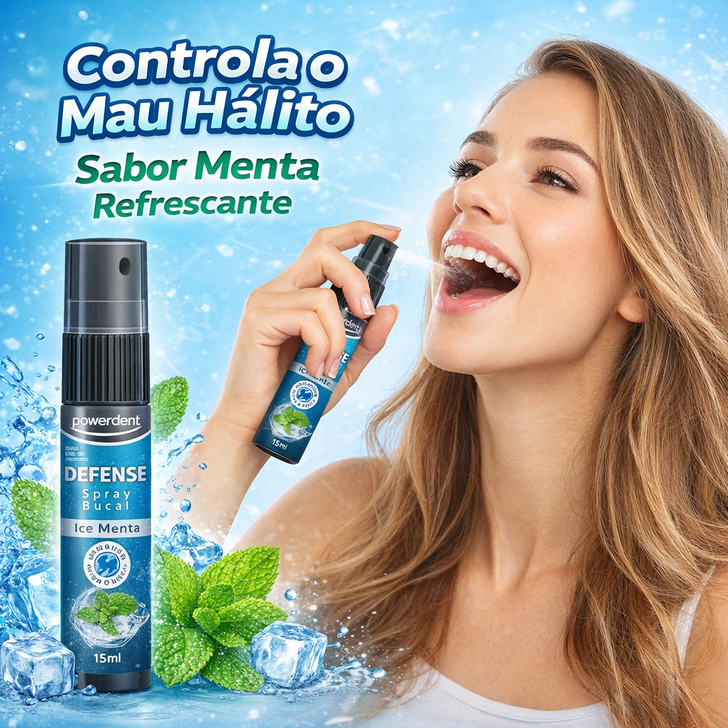Spray Bucal Defense Ice Menta Elimina Mau Hálito 15ml Powerdent em Oferta na Shopee
