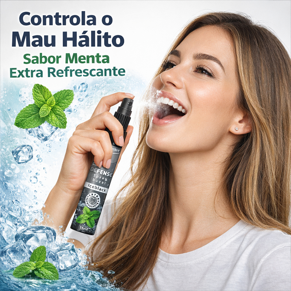 Spray Bucal Defense Ice Black Menta Elimina Mau Hálito 15ml Powerdent em Oferta na Shopee