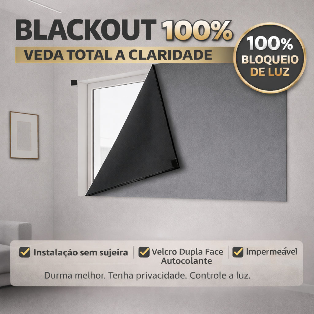 Cortina Painel com Velcro Adesivo Blackout Bloqueia 100% Luz Fácil Instalação Varias Cores e Tamanhos