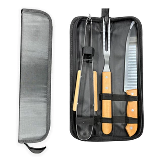 Kit de churrasco em aço inox com estojo