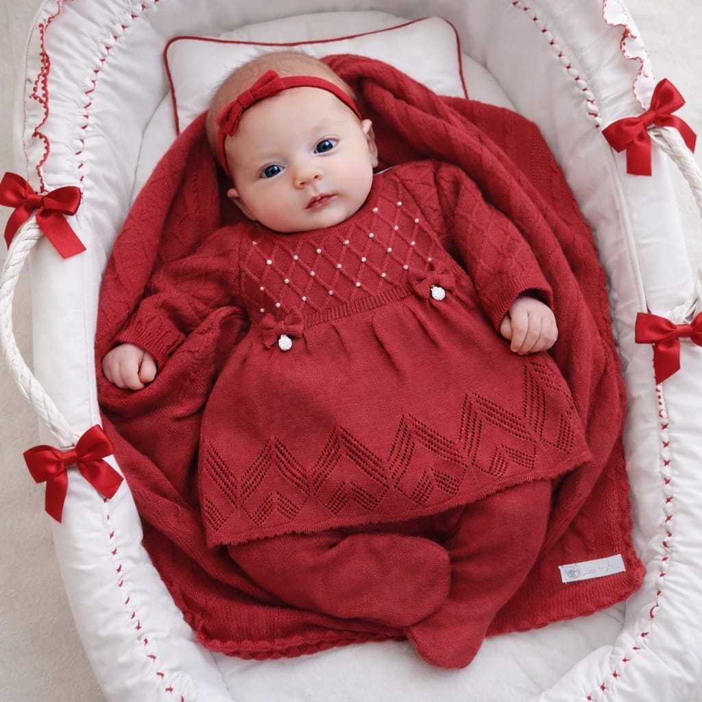 Conjunto Lara Saida Maternidade Menina Luxo Vestido Tricot Manta Calça Recém Nascido em Oferta na Shopee
