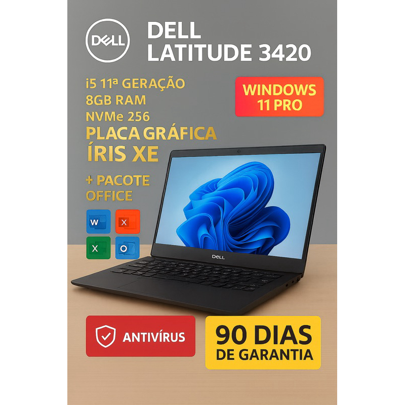 NOTEBOOK DELL LATITUDE 3420 - I5-11ª/ 8GB / NVME 256GB/Placa gráfica Intel Iris Xe