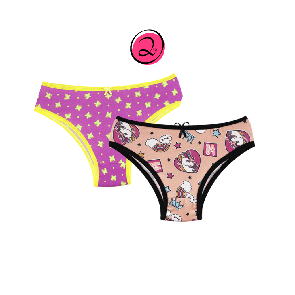 Kit 2 Calcinha Juvenil Estampada Menina Moça Feminina Tanga Micro Conforto Infantil Forro Algodão