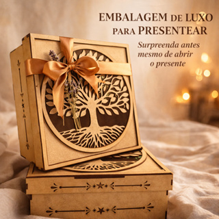 Kit 2 Caixas Presente Luxo Especial MDF Premium 3MM 20X20X10 | Namorados | Padrinhos | Mães | Datas Especiais