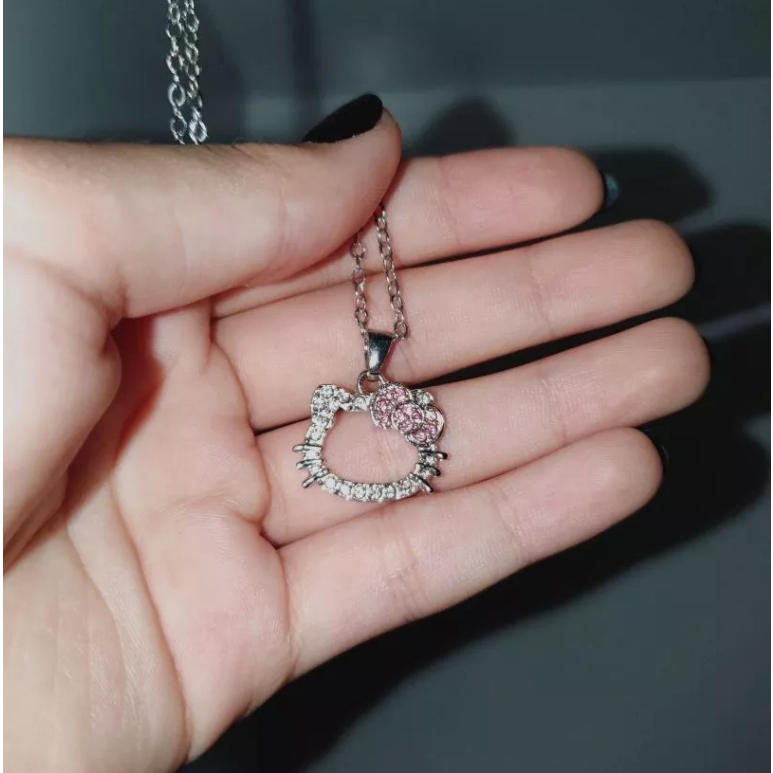 Kit2 Colar Hello Kitty Minimalista Elegante Feminino Presente em Oferta na Shopee