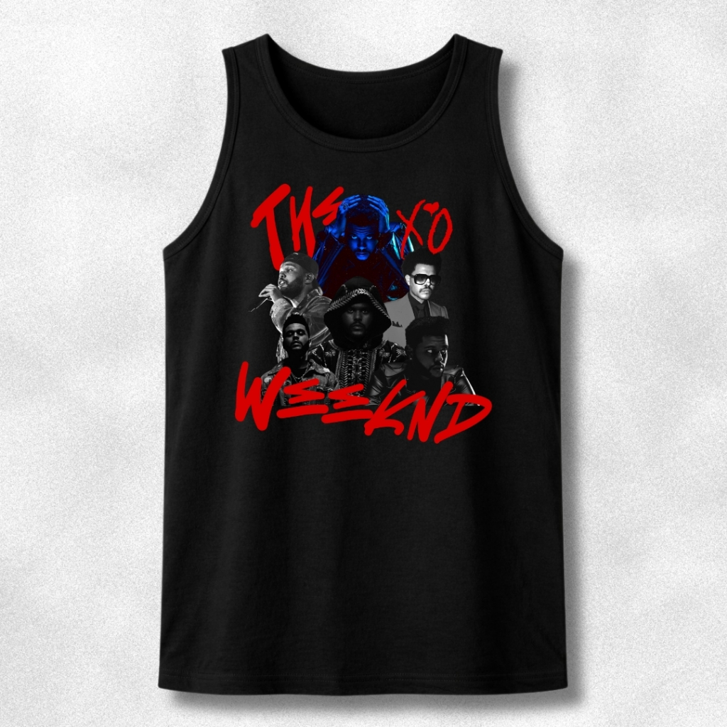 Regata Preta e Branca Blusa Sem Manga Cantor The Weeknd 100% Algodão Música Pop Internacional Blusa Unissex