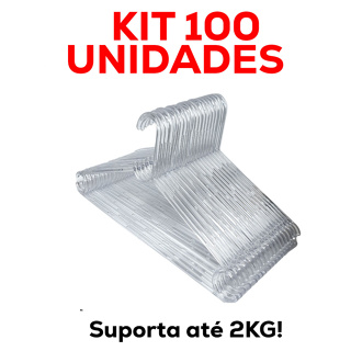 Kit 100 Cabides De Acrilico Transparente Adulto Reforçado Envio Imediato! em Oferta na Shopee