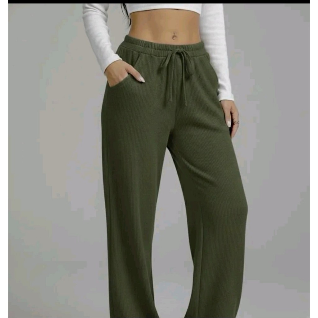 CALÇA FEMININA Canelada confy cintura alta em tecido grosso com elastano moda casual elegante conforto dia dia tendência