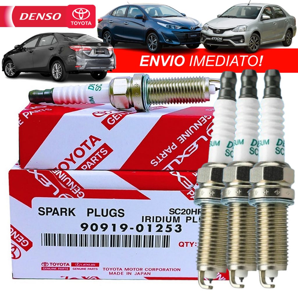 Jogo 4 Velas Iridium Denso Toyota Corolla Etios Yaris 1.8 2.0 1.5 1.3 2011/2021 90919-01253 SC20HR11