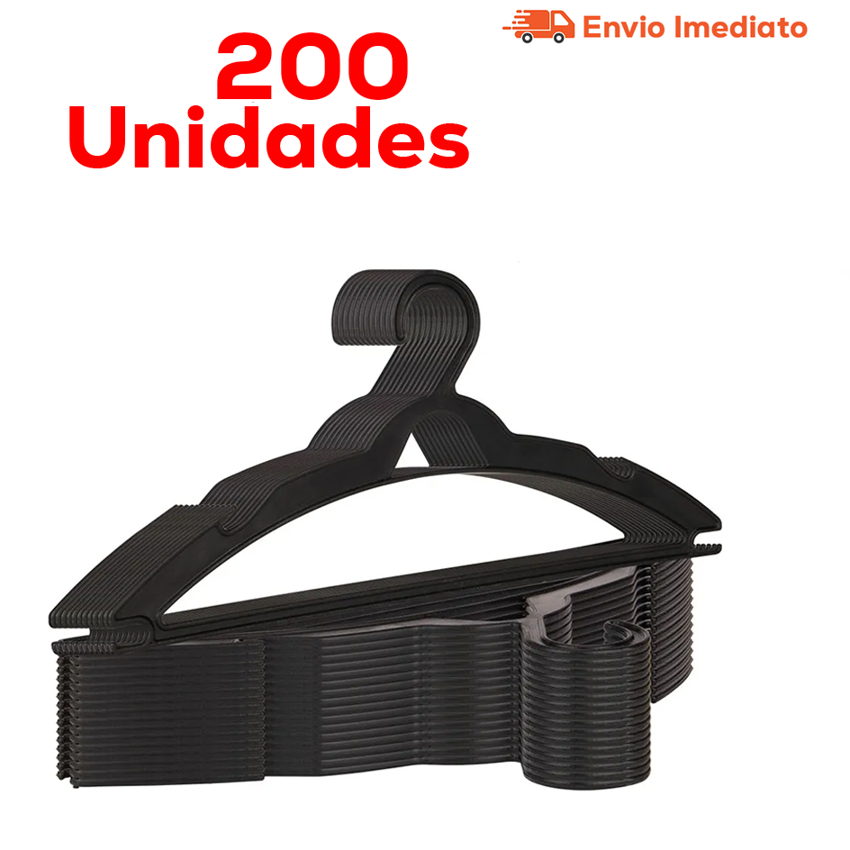 Kit Cabides Preto 200 Unidades Organizador De Roupas - Envio Imediato