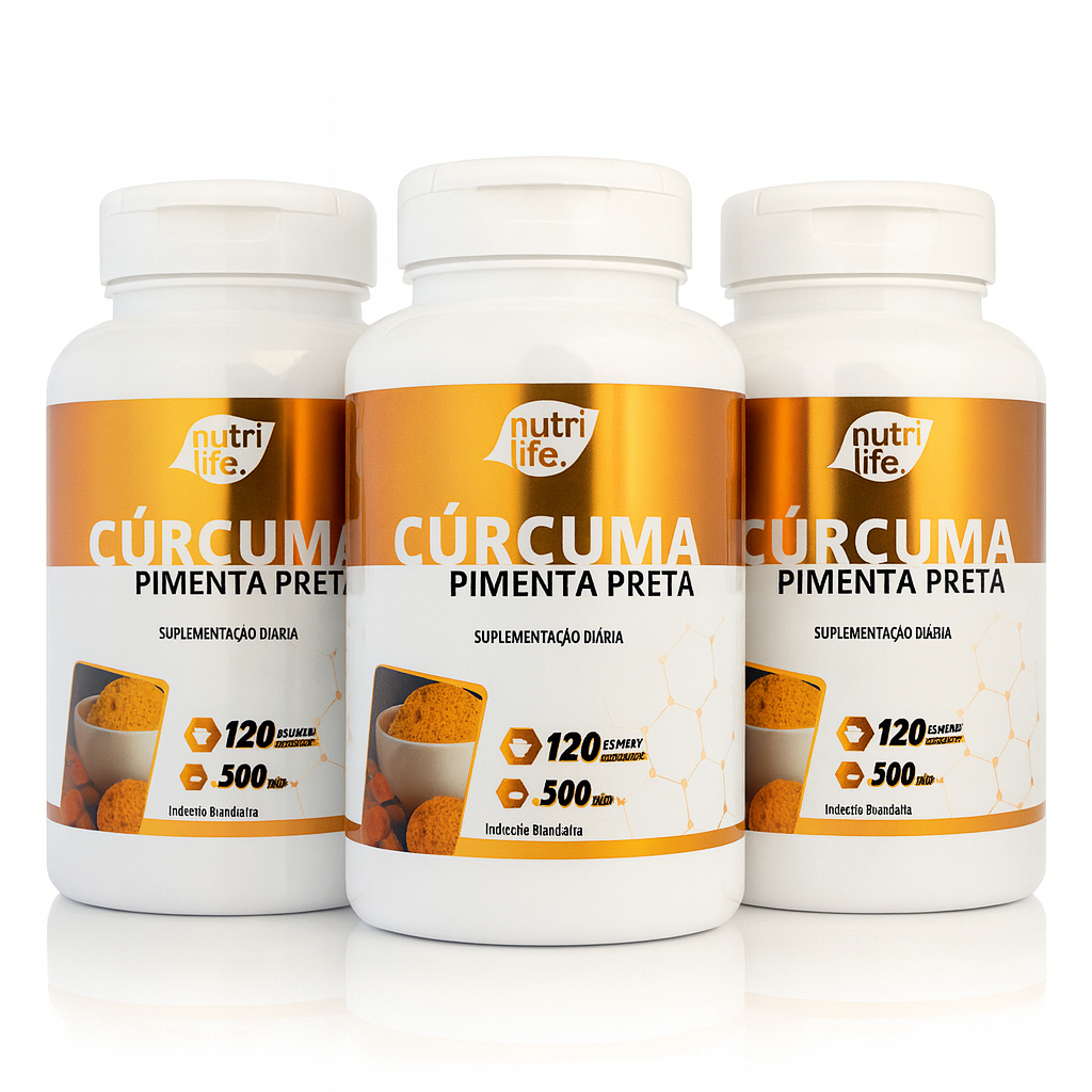 CÚRCUMA AÇAFRÃO DA TERRA COM P PRETA 100% NATURAL PURA 120 CÁPSULAS