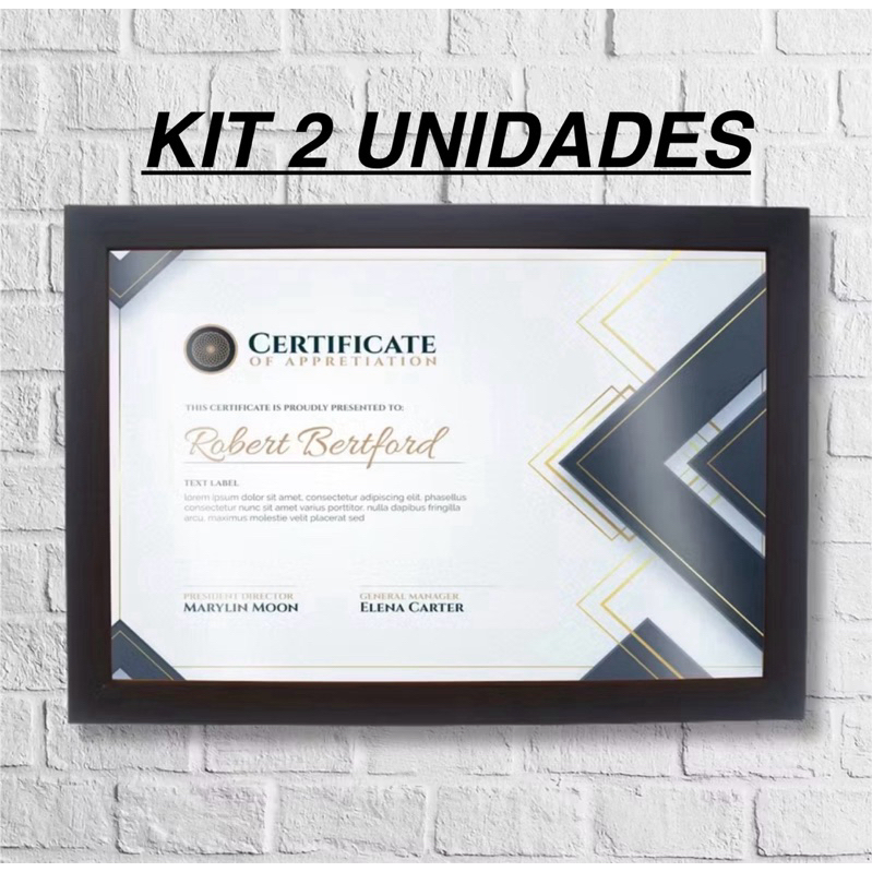 Kit 02 Moldura CERTIFICADO DIPLOMA 20X30 Molduras Madeira Apoio Trazeiro Suporte de Parede.