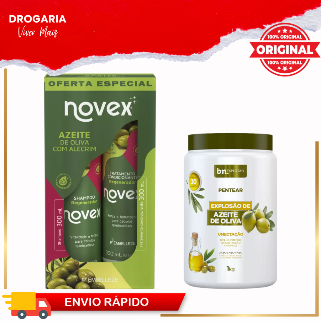 CREMES DE PENTEAR E KITS EXPLOSÃO AZEITE DE OLIVA BELEZA NATURAL 1KG em Oferta na Shopee
