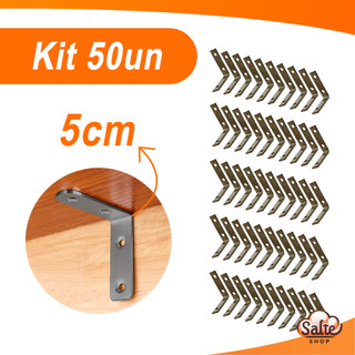 Kit 50 Cantoneiras Mão Francesa Para Moveis e Prateleiras 5cm