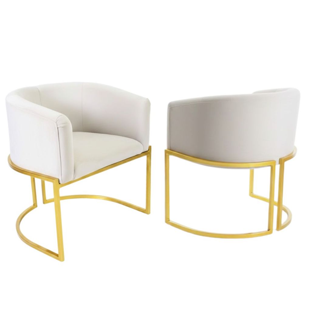 Kit 2 Poltronas De Base Ferro Cadeira Estrutura Meia Lua Tecido Veludo Para Consultório Sala Luxousa Luxo Dourada