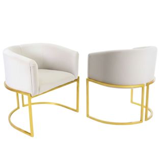 Kit 2 Poltronas De Base Ferro Cadeira Estrutura Meia Lua Tecido Veludo Para Consultório Sala Luxousa Luxo Dourada em Oferta na Shopee