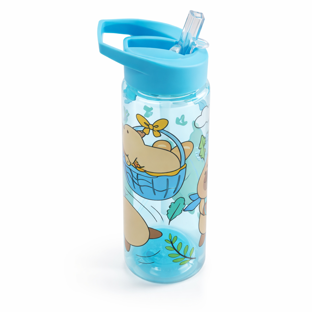 Garrafa Capivara 730ml com Canudo | Tampa Alça | Plástico PP | Infantil Escola em Oferta na Shopee