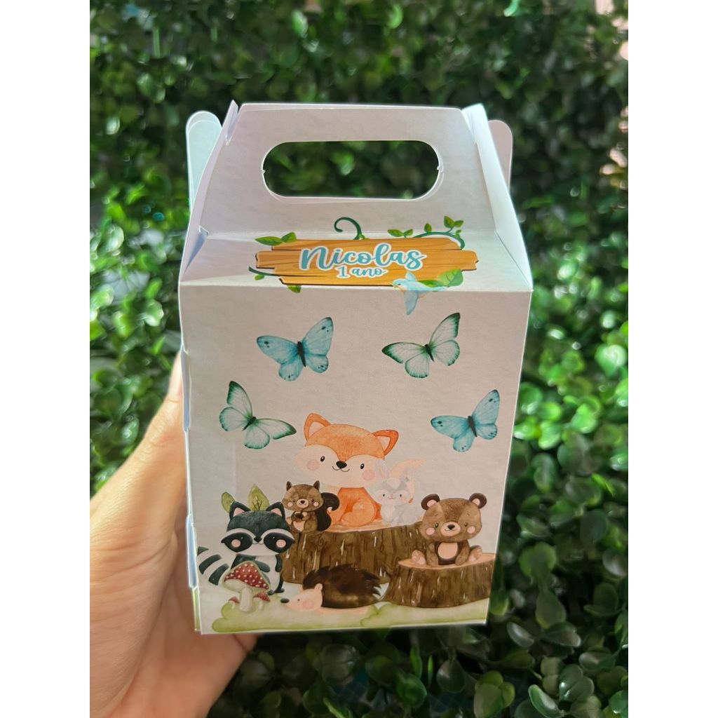 Caixa Maleta Bosque Encantado Menino -  kit festa de aniversário - PEGUE E MONTE  / LEMBRACINHA PERSONALIZADA