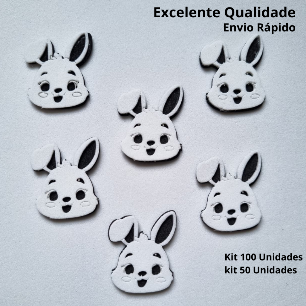 100 Apliques EVA Coelho Páscoa | Corte a Laser | Ideal para Artesanato e Lacos Pet | Envio Rápido