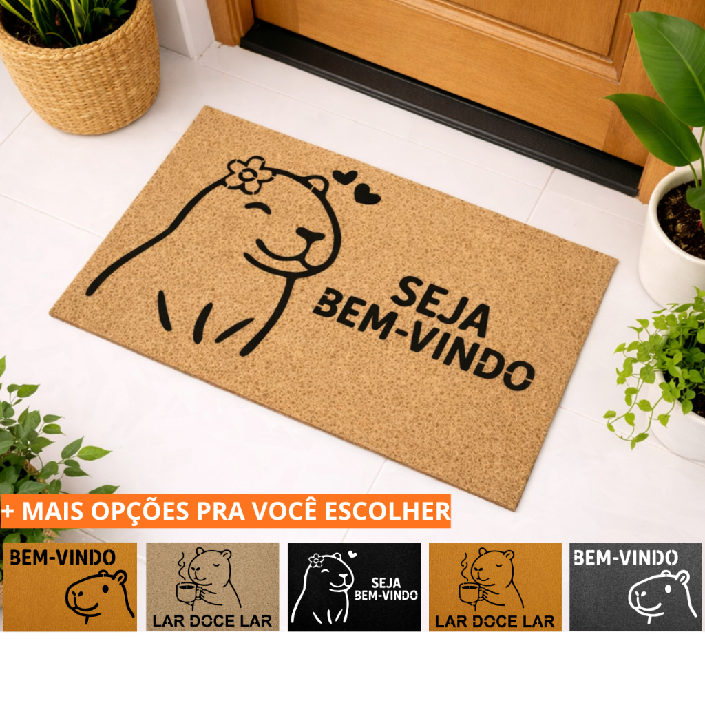 Tapete Capacho Capivara Antiderrapante Vinil 40x60cm Decoração Porta Entrada em Oferta na Shopee
