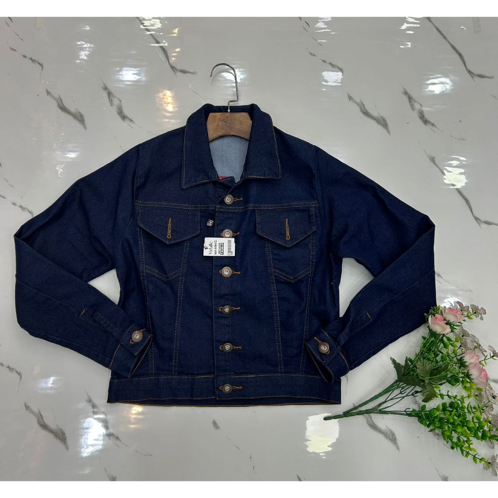 Jaqueta Jeans Com Lycra, lavagem escura