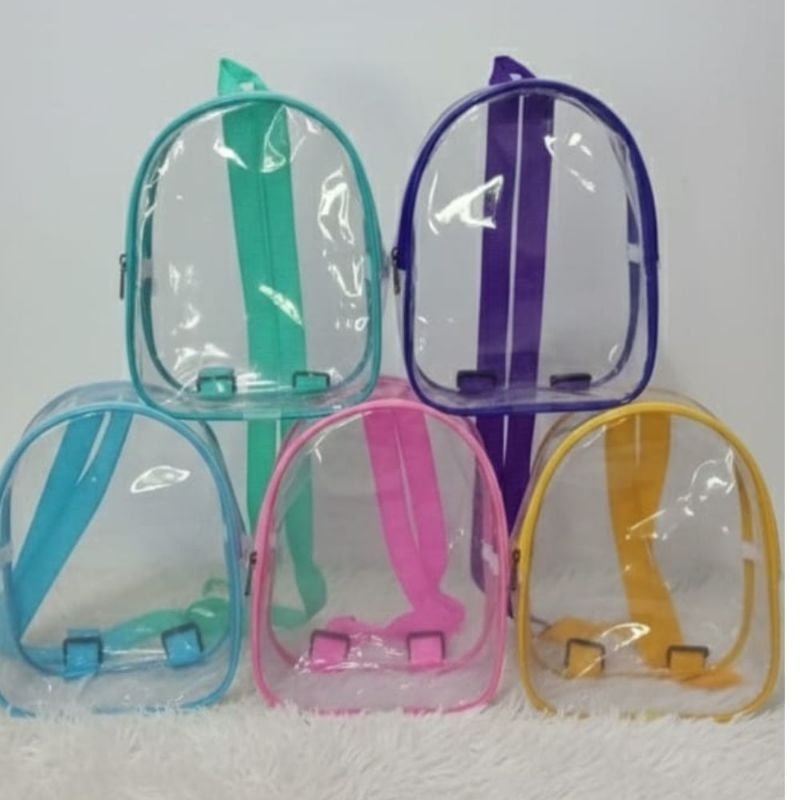 Kit 20 Mochilas infantil Transparente Plástico Cristal Lembrancinha Festa