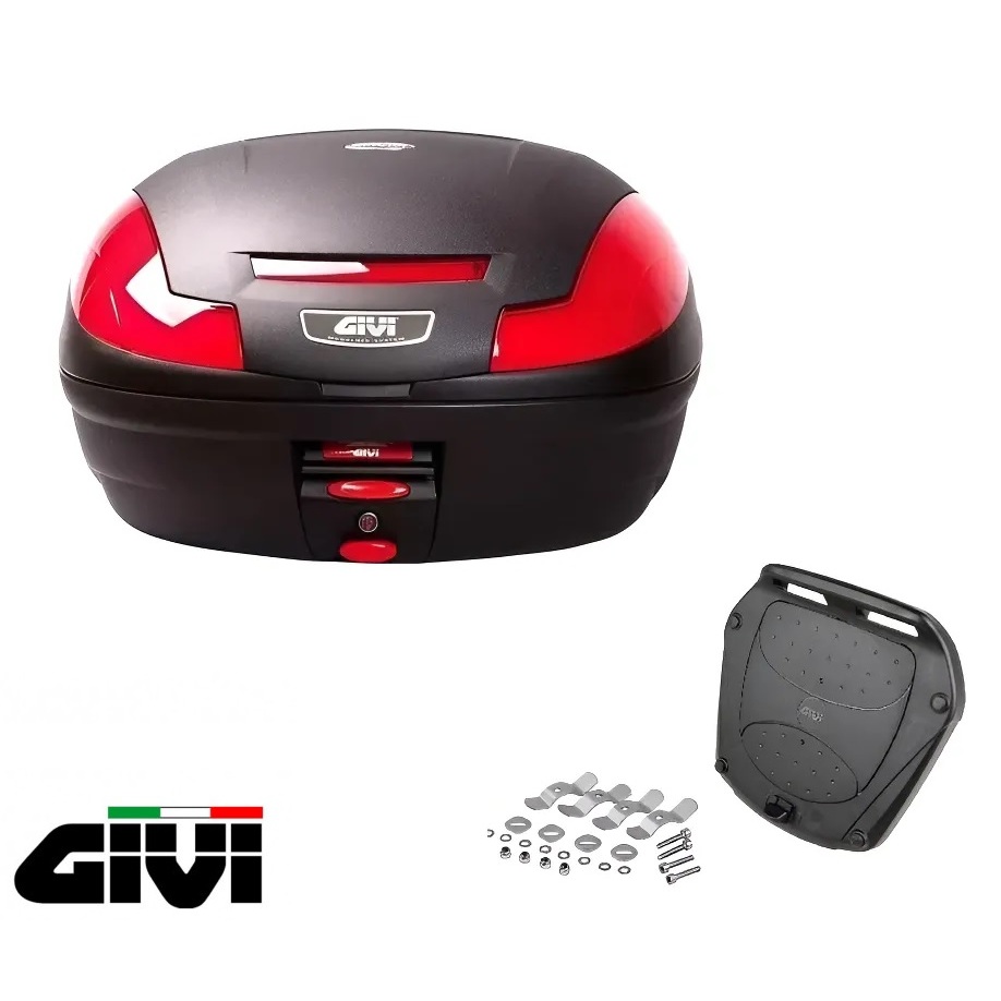 Bau Superior Traseiro Givi 47 Litros E470n Monolock Moto com base Universal