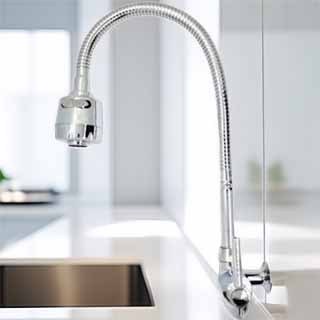 Torneira Gourmet de Parede Pia Flexível Cromada com Bico Extensível e Spray Dupla Função