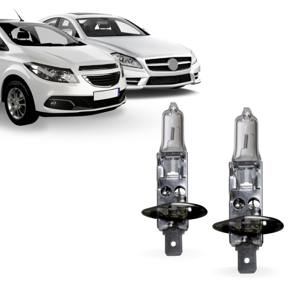 Par de Lâmpada Halógena H1 12V 3200K 55W Branco Quente Tiger Auto