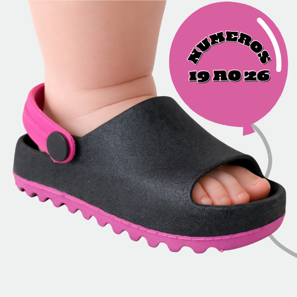 Babuche Infantil BabyGO Chavenos | Sandália Chinelo Confortável para Bebê | Números 19 ao 26 | Leve e Macio - PRETO