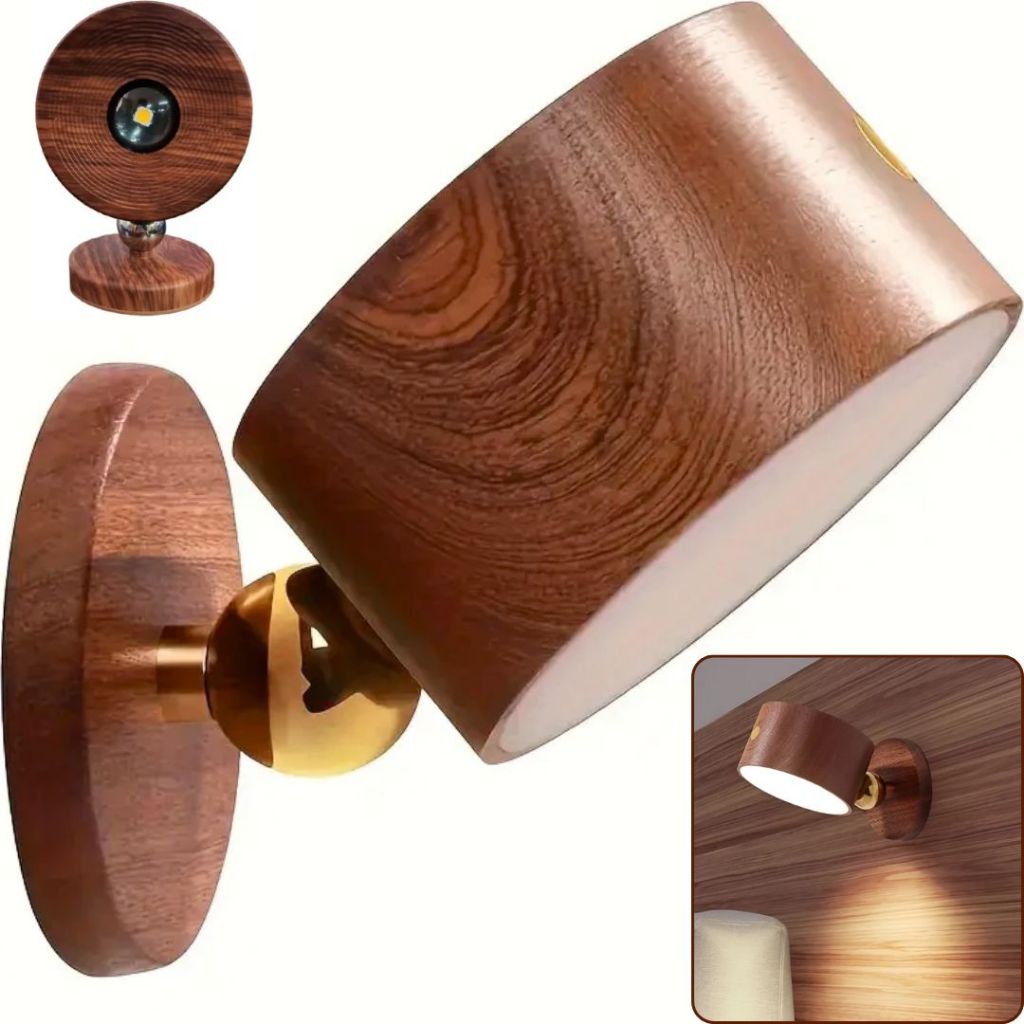 Luminária Luz Led Recarregável Spot Sem Fio Arandela Magnético Cabeceira Parede Decorativa 3 Tons