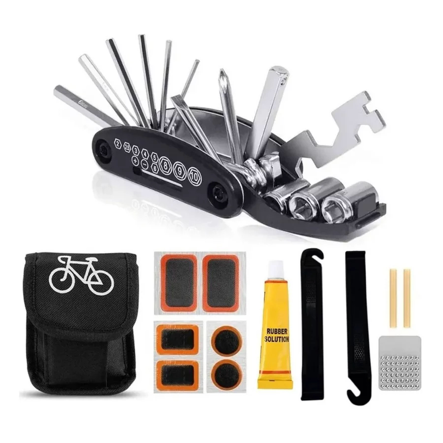 Kit Bike Ferramentas Manutenção Reparo + Bomba De Alumínio Pneu Bicicleta em Oferta na Shopee