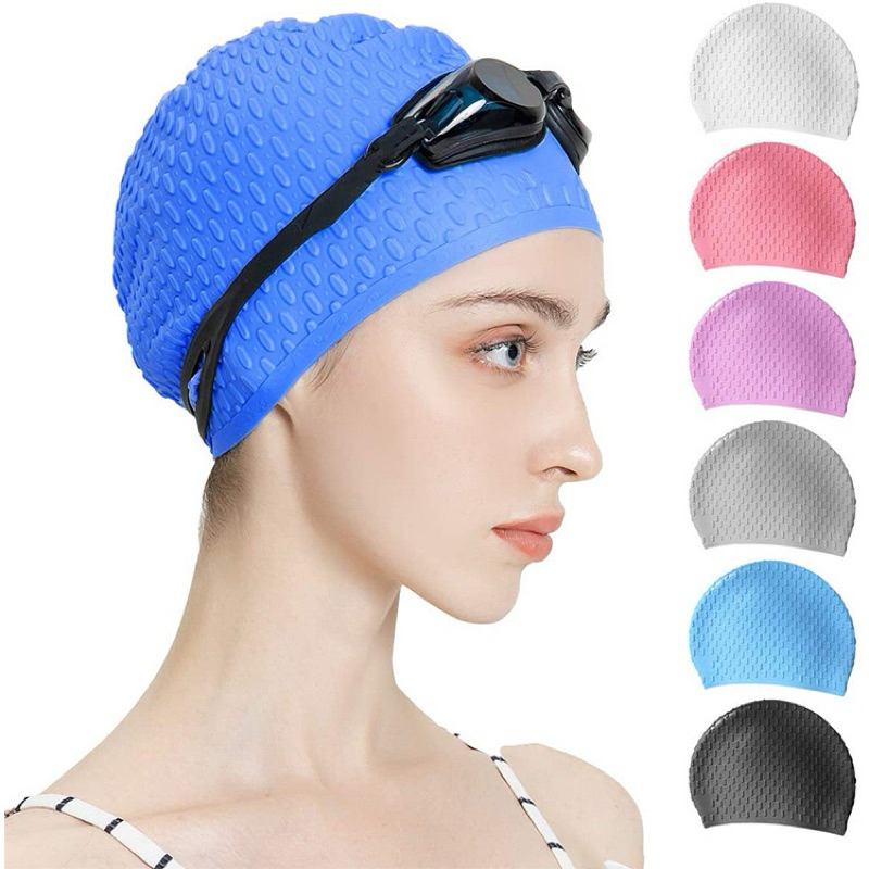 Touca De Natação De Silicone Para Cabelos Longos – À Prova D'água , Extensível , Proteção De Ouvido Chapéu Qualidade Pre