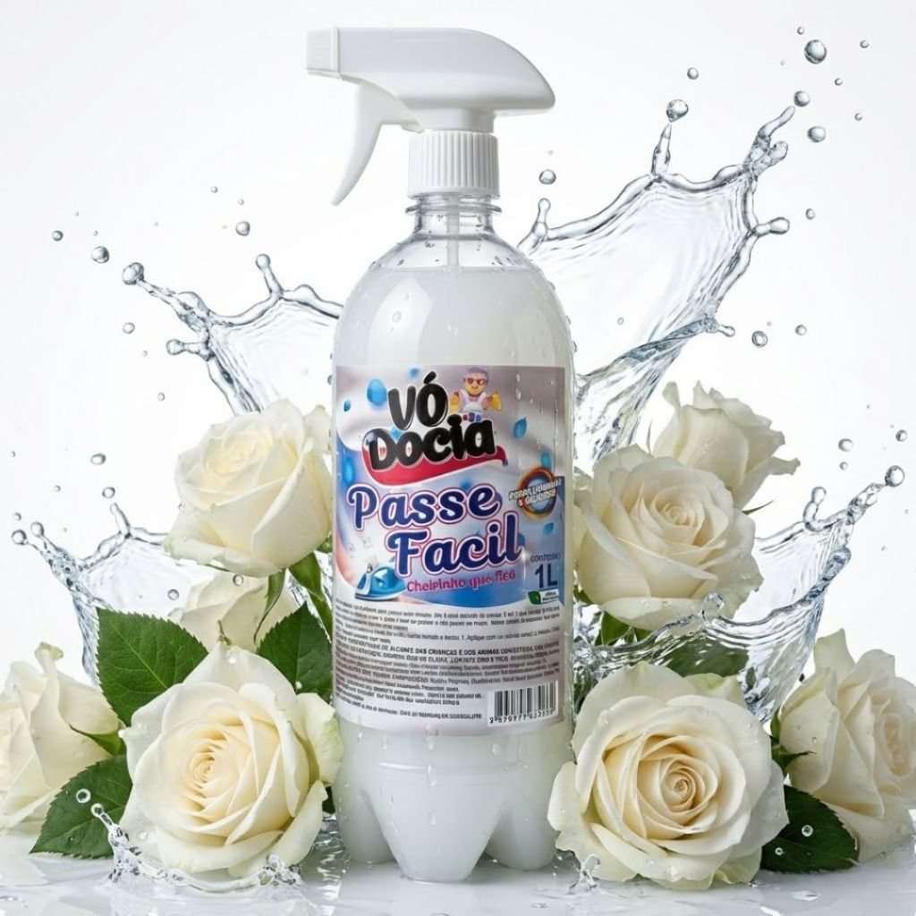 Facilitador De Passar Roupa Passe Facil Vodocia Agua Perfumada Desamassa Tecidos Spray Profissional Para Passadoria 1l