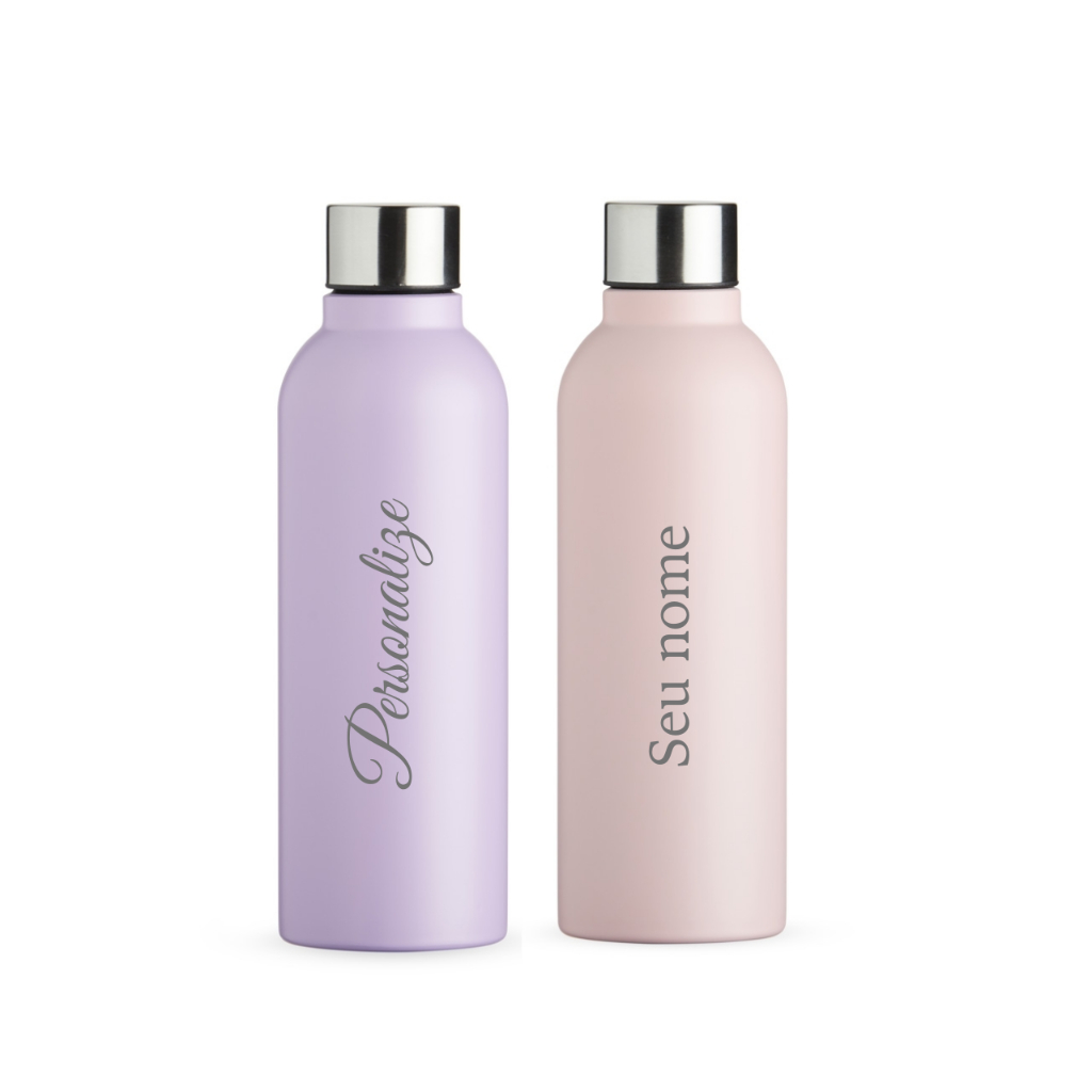 Garrafa Inox 800 ml Feminina Personalizada com Tampa Rosqueável Fosca