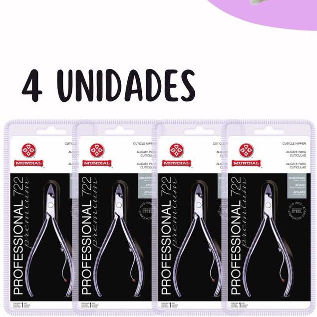 Kit 4 Alicates 722 Professional Premium Mundial + Brinde: Lixa de Unhas + Porta-Lixa (Sortido) em Oferta na Shopee