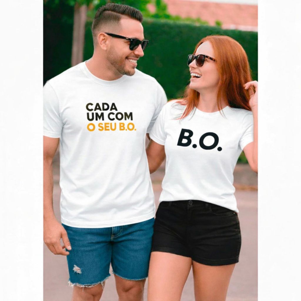 Kit 2 Camisetas Casal – Cada Um Com Seu B.O. | t shir Divertida Feminina e Masculina | Fantasia Criativa Carnaval 2026