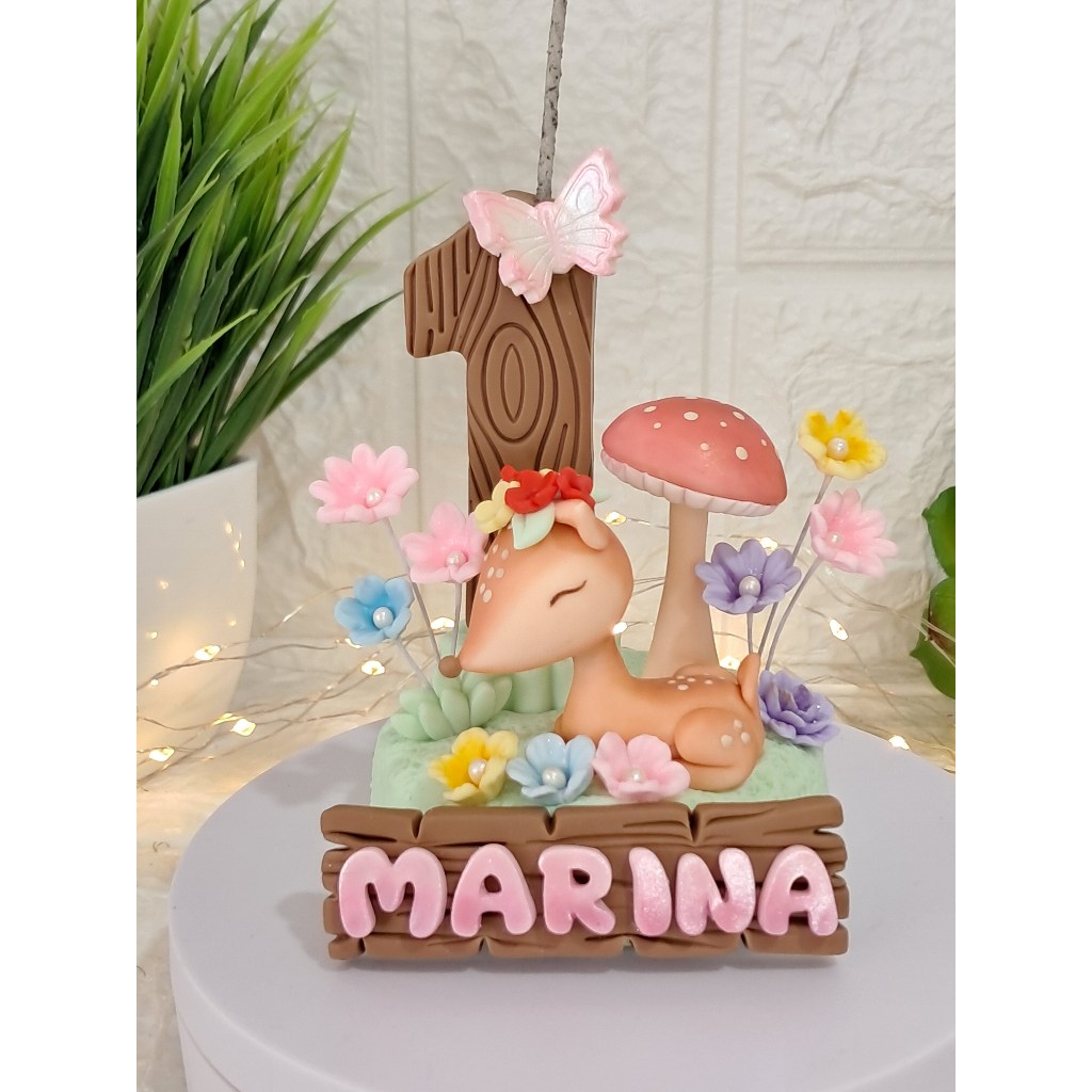 Bosque Vela de Biscuit Topo de Bolo Festa de Aniversário Bosque Jardim Encantado em Oferta na Shopee
