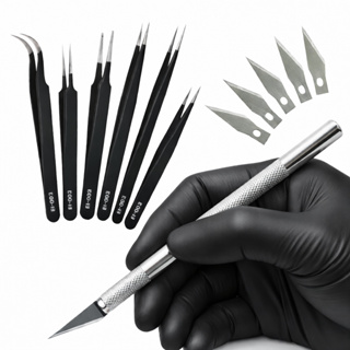 Estilete De Precisão Bisturi 5 Laminas + 6 Pinças Artesanato Bijuterias em Oferta na Shopee